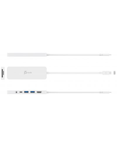 USB хъб j5create - JCD373 MultiPort, 7 порта, USB-C, бял - 3