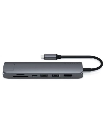 USB хъб Satechi - Aluminium Slim Multiport, 7 порта, USB-C, сив - 3