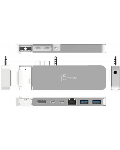 USB хъб j5create - JCD395, 4K60 Pro, MagSafe Kit, 8 порта, MacBook Pro, сив - 6
