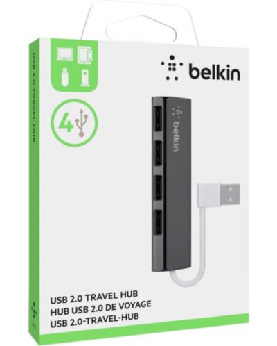 USB хъб Belkin - Ultra-Slim Travel, 4 порта, USB-A, черен - 2