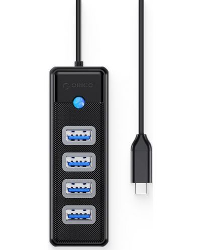 USB хъб Orico - PW4U-C3-015-BK, 4 порта, USB-C, черен - 3