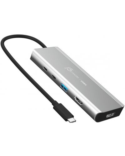 USB хъб j5createn - JCD401 USB4 Dual 4K MultiPort, 5 порта, USB-C, сив - 1