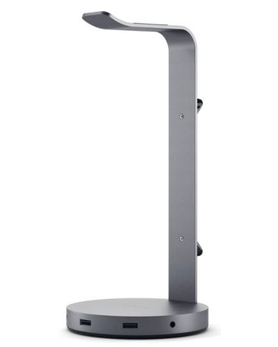 USB Хъб Satechi - Aluminum Headphone Stand, 4 порта, сив - 3