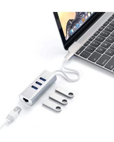 USB хъб Satechi - Aluminium, 4 порта, USB-C, сребрист - 4