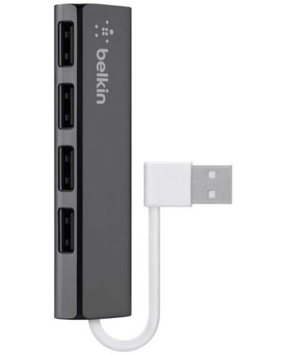 USB хъб Belkin - Ultra-Slim Travel, 4 порта, USB-A, черен - 1
