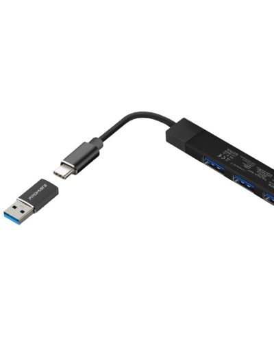 USB хъб ProMate - LiteHub-4, 4 порта, черен - 3