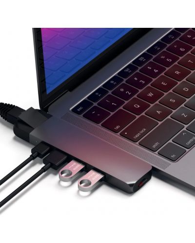 USB хъб Satechi - Aluminium Pro, 6 порта, USB-C, сив - 5