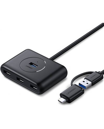 USB хъб Ugreen - CR113, 4xUSB 3.0, USB-A/USB-C, черен - 1