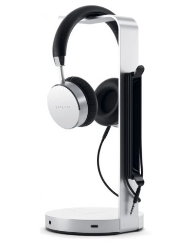 USB Хъб Satechi - Aluminum Headphone Stand, 4 порта, сребриста - 2