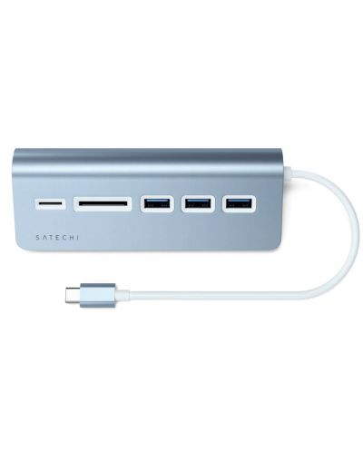 USB хъб Satechi - Aluminium, 5 порта, USB-C, син - 2