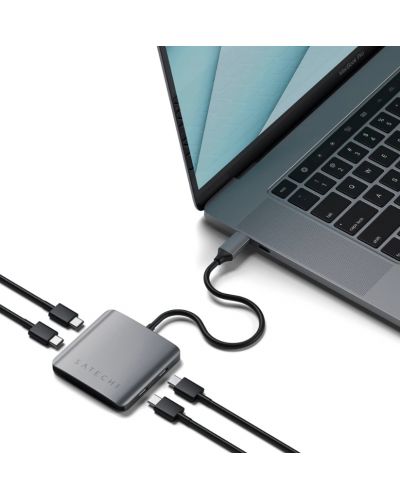 USB хъб Satechi - 4 порта, USB-C, сив - 4