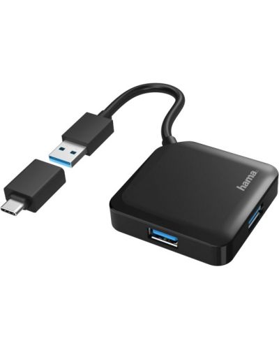 USB-C 4-портов хъб USB 3.2 Gen.1 , черен, USB- C адаптер - 1