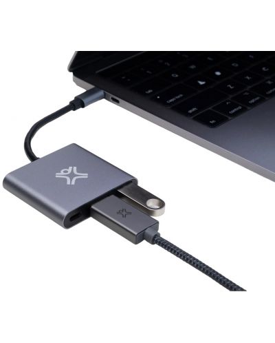USB хъб XtremeMac - 3 порта, USB-C, сив - 3