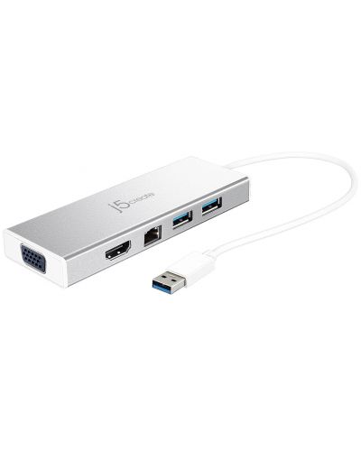 USB хъб j5create - JUD380 Mini Dock, 6 порта, USB-A, бял - 1