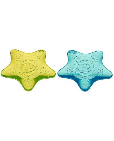 Успокояващи гризалки с охлаждащ ефект Vital Baby - Звезди, 2 броя, синя и зелена - 1