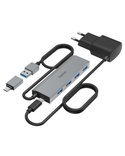 USB хъб Hama - 200138, 5 порта, сребрист - 2