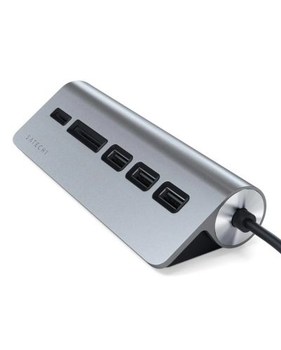 USB хъб Satechi - Aluminium, 5 порта, USB-C, сив - 2