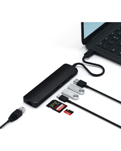 USB хъб Satechi - Aluminium Slim Multiport, 7 порта, USB-C, черен - 4