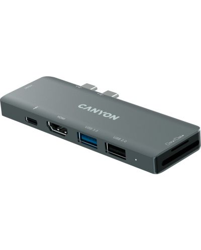 USB хъб Canyon - DS-05B, 7 в 1, USB-C, сив - 4