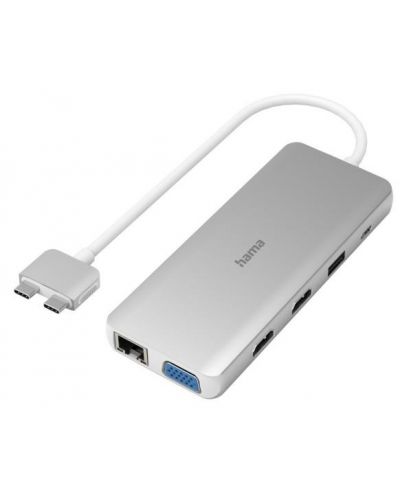 USB хъб Hama - 200133, 12 порта, USB-C, сребрист - 1