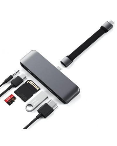 USB хъб Satechi - Mobile Pro, 6 порта, USB-C, сив - 5