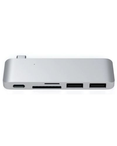 USB Хъб Satechi - Aluminium Passthrough, 5 порта, USB-C, сребрист - 1