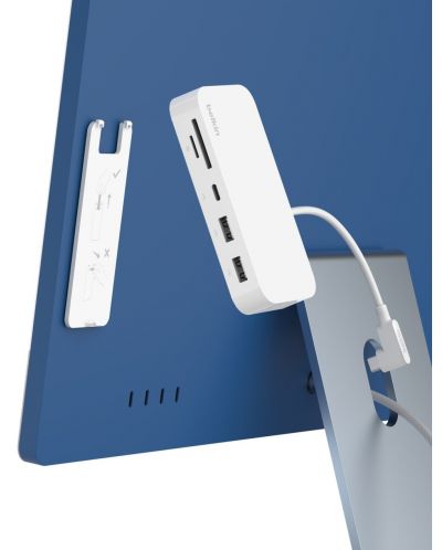USB хъб Belkin - Multiport Hub with Mount, 6 порта, USB-C, бял - 5