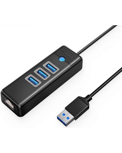 USB хъб Orico - PW3UR-U3-015-BK, 4 порта, USB-A, черен - 1