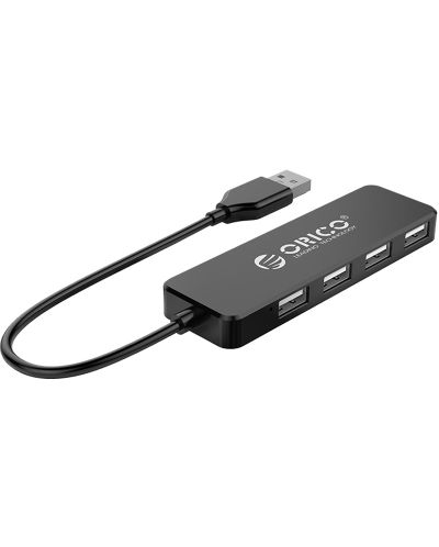 USB хъб Orico - FL01-BK, 4 порта, USB2.0, черен - 1