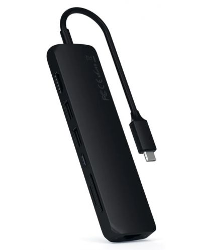 USB хъб Satechi - Aluminium Slim Multiport, 7 порта, USB-C, черен - 1