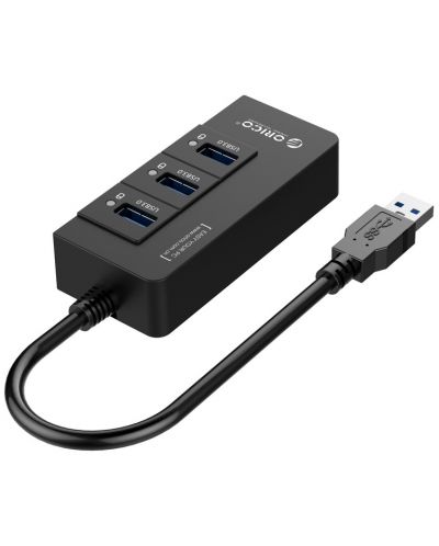 USB хъб Orico - HR01-U3-V1-BK-BP, 4 порта, USB-А/LAN, черен - 3