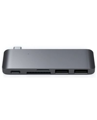 USB хъб Satechi - Aluminium Passthrough, 5 порта, USB-C, сив - 1