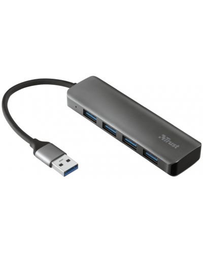 USB хъб Trust - Halyx, 4 порта, USB-A, сив - 1