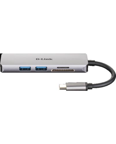 USB хъб D-Link - DUB-M530, 5-в-1, USB-C, сив - 1