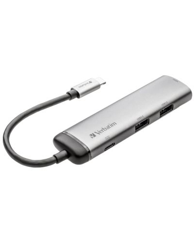 USB хъб Verbatim - Multiport Hub, 4 порта, USB-C, сив - 1