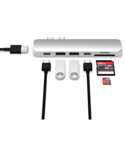 USB хъб Satechi - Aluminium Pro, 6 порта, USB-C, MacBook Pro, сребрист - 4