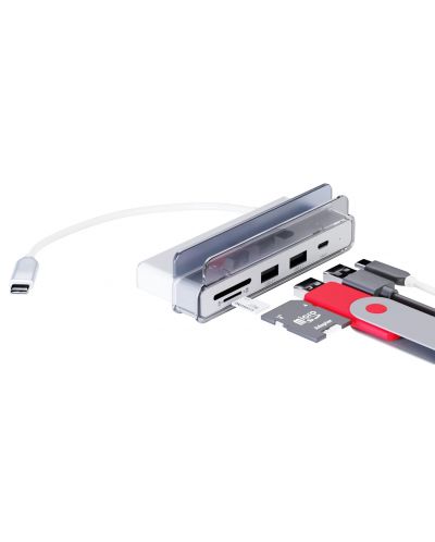 USB хъб XtremeMac - 6 порта, USB-C,  бял  - 2