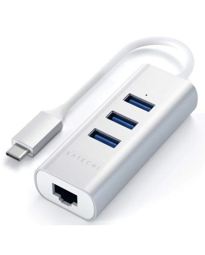 USB хъб Satechi - Aluminium, 4 порта, USB-C, сребрист - 1
