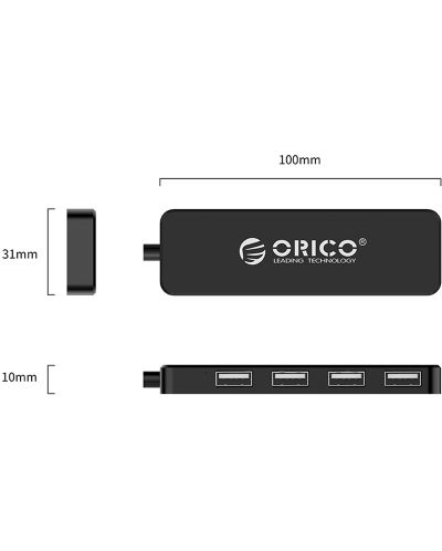USB хъб Orico - FL01-BK, 4 порта, USB2.0, черен - 5