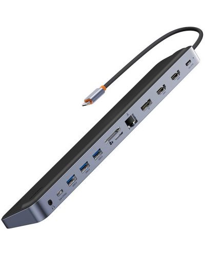 USB хъб Baseus - EliteJoy, 12 порта, USB-C, сив - 1