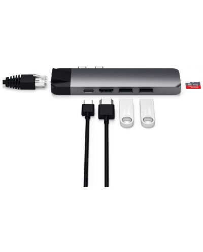 USB хъб Satechi - Aluminium Pro, 6 порта, USB-C, сив - 4