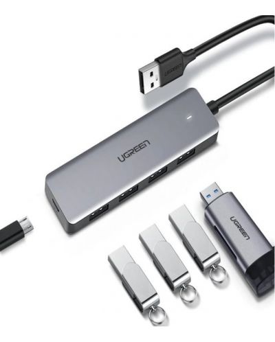  USB хъб Ugreen - CМ219, 4xUSB3.0, USB-C, сив - 2