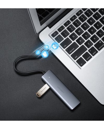 USB хъб Ugreen - CМ219, 4x USB 3.0, USB-C, сив - 3