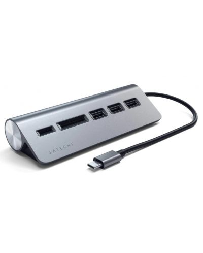 USB хъб Satechi - Aluminium, 5 порта, USB-C, сив - 1