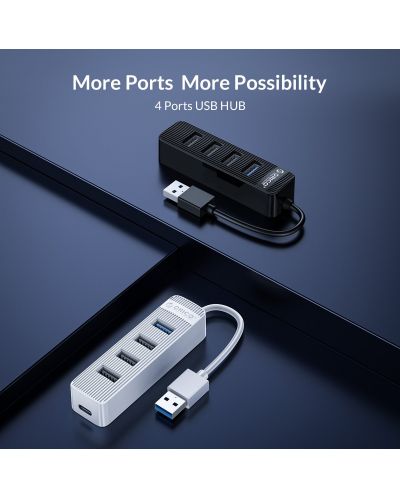 USB хъб Orico - TWU32-4A, 4 порта, USB-A, черен - 5