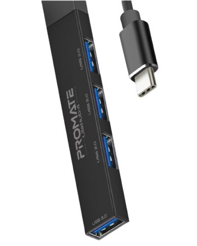 USB хъб ProMate - LiteHub-4, 4 порта, черен - 2