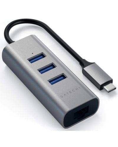 USB хъб Satechi - Aluminium, 4 порта, USB-C, сив - 2