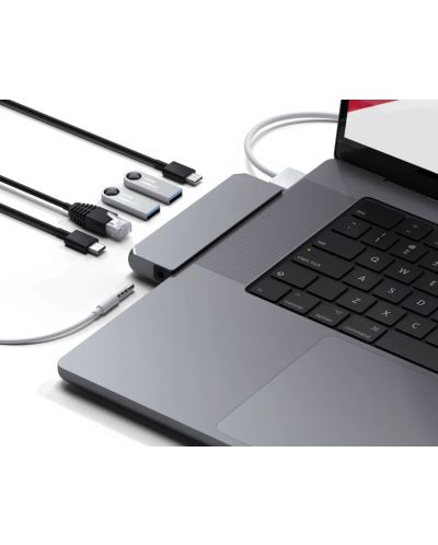USB хъб Satechi - Aluminium Pro Hub Mini, 6 порта, USB-C, сив - 5