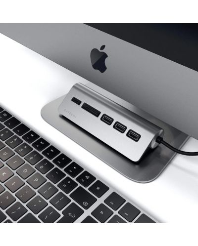 USB хъб Satechi - Aluminium, 5 порта, USB-C, сив - 5