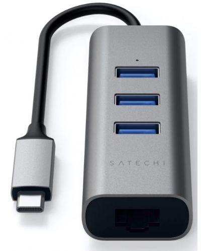 USB хъб Satechi - Aluminium, 4 порта, USB-C, сив - 3